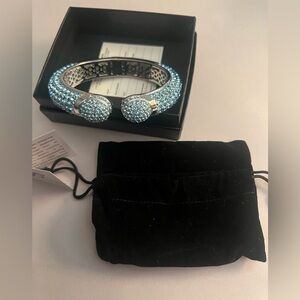 “Joan Boyce” Blue Rhinestone Hinged Cuff Bracelet Sold on HSN W/pouch & Box